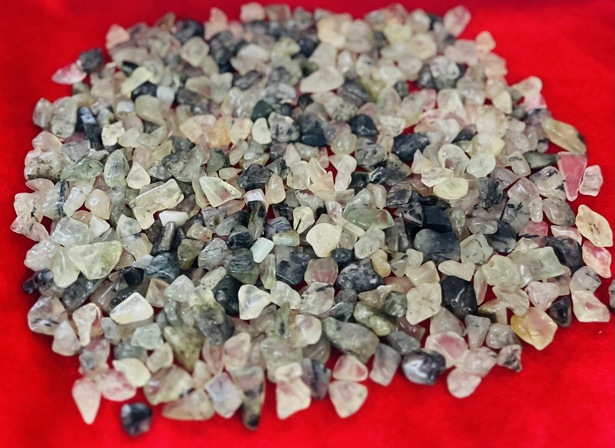 Indian Consigners Natural Crushed Polished Tumbled Gem Stone Chips, Decoration & Healing Crystals(Prehnite)
