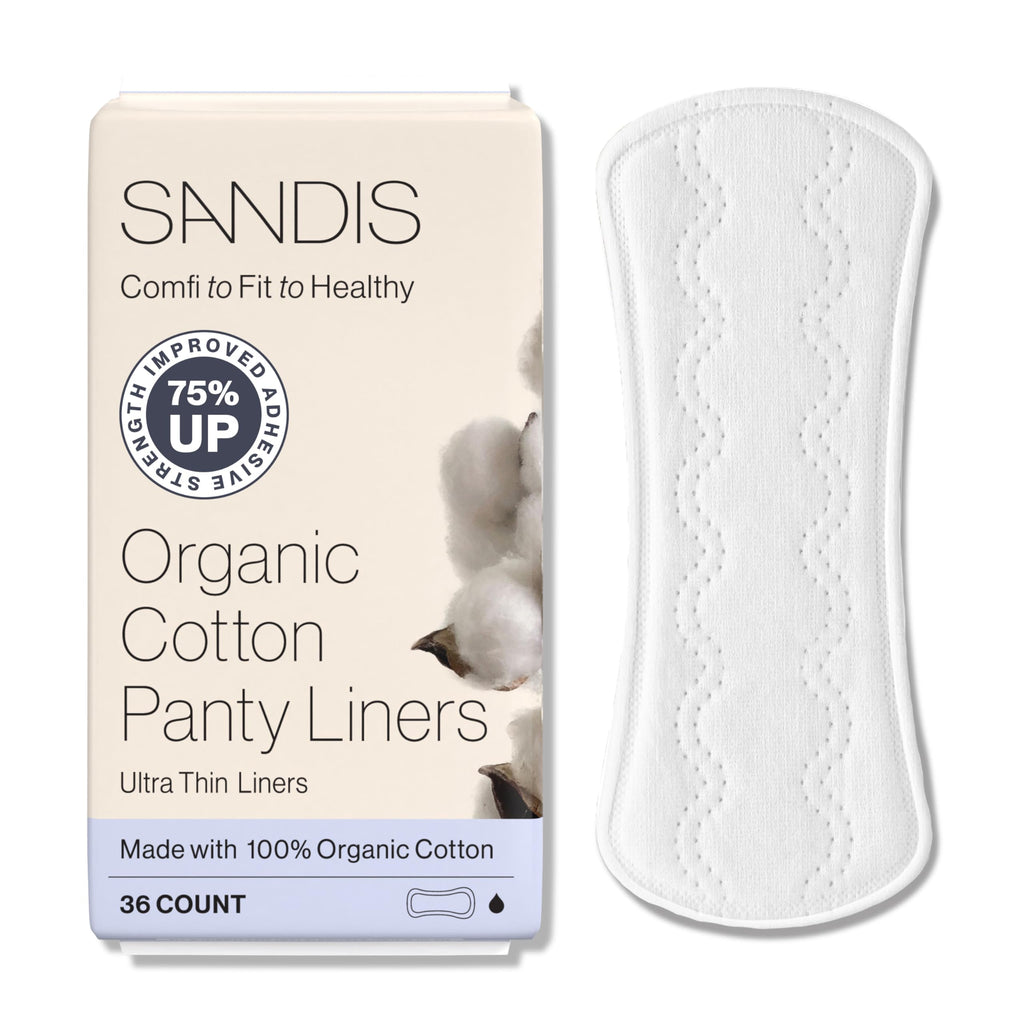 SANDIS Premium 100% Organic Panty Liners - Chemical Free Cotton Ultra Thin Liner for Women | Feminine Sanitary Napkins Unscented