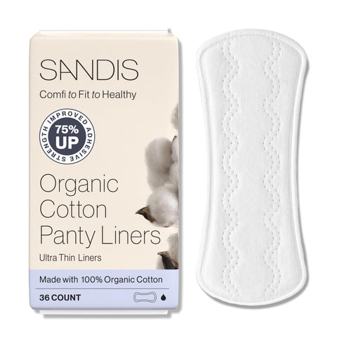 SANDIS Premium 100% Organic Panty Liners - Chemical Free Cotton Ultra Thin Liner for Women | Feminine Sanitary Napkins Unscented