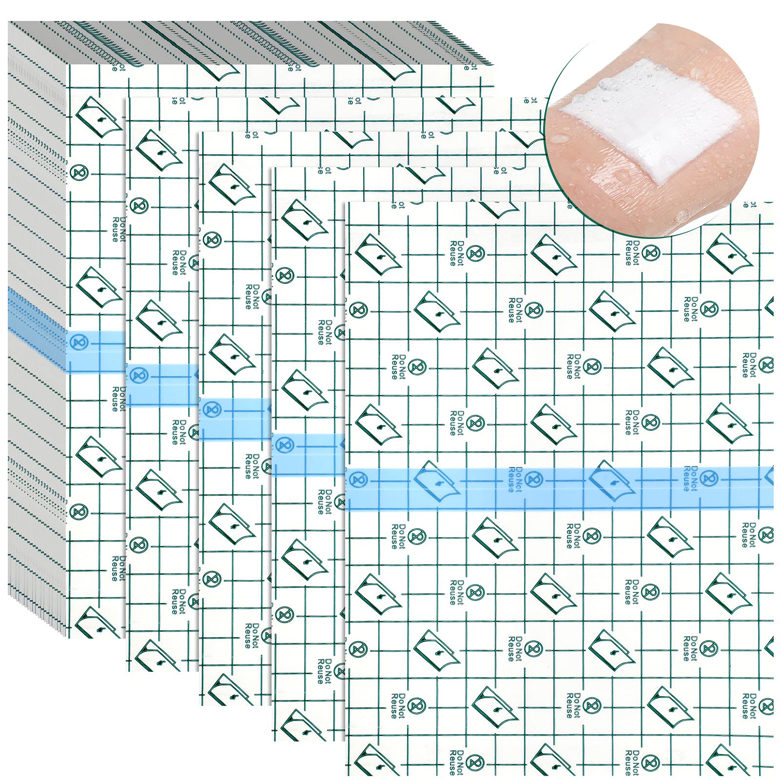TrelaCo 50 Pcs Shower Waterproof Patch Transparent Stretch Adhesive Bandage Large Shower Protector Cover Waterproof Dressing Tra