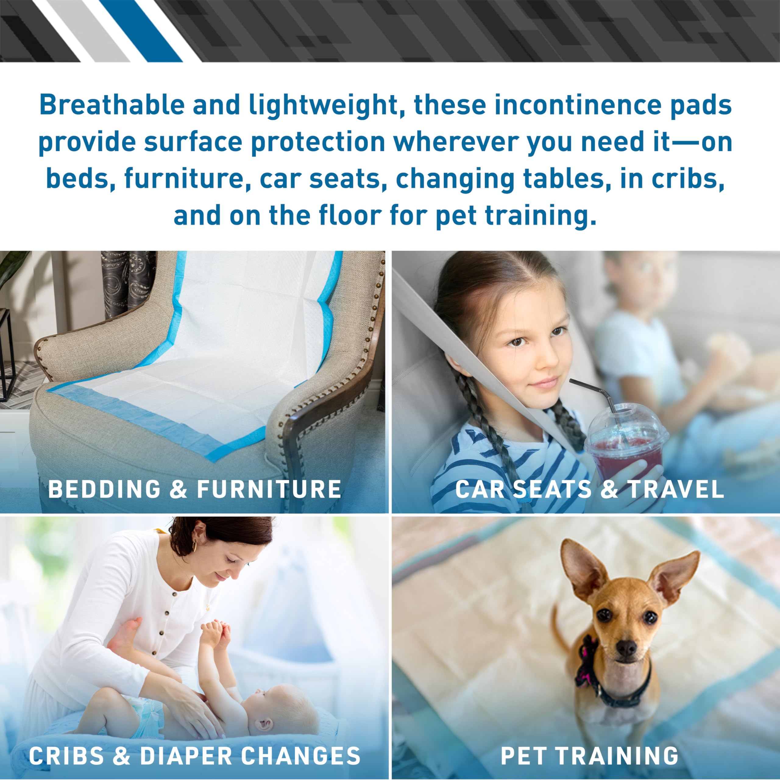 BodyMed Disposable Chucks Incontinence Underpads, 23 in. x 36 in., 150 Pads, High Absorbency - Discreet, Breathable, and Lightwe