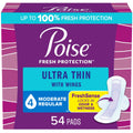 Poise Ultra Thin Incontinence Pads with Wings & Postpartum Incontinence Pads, 4 Drop Moderate Absorbency, Regular Length, 54 Cou