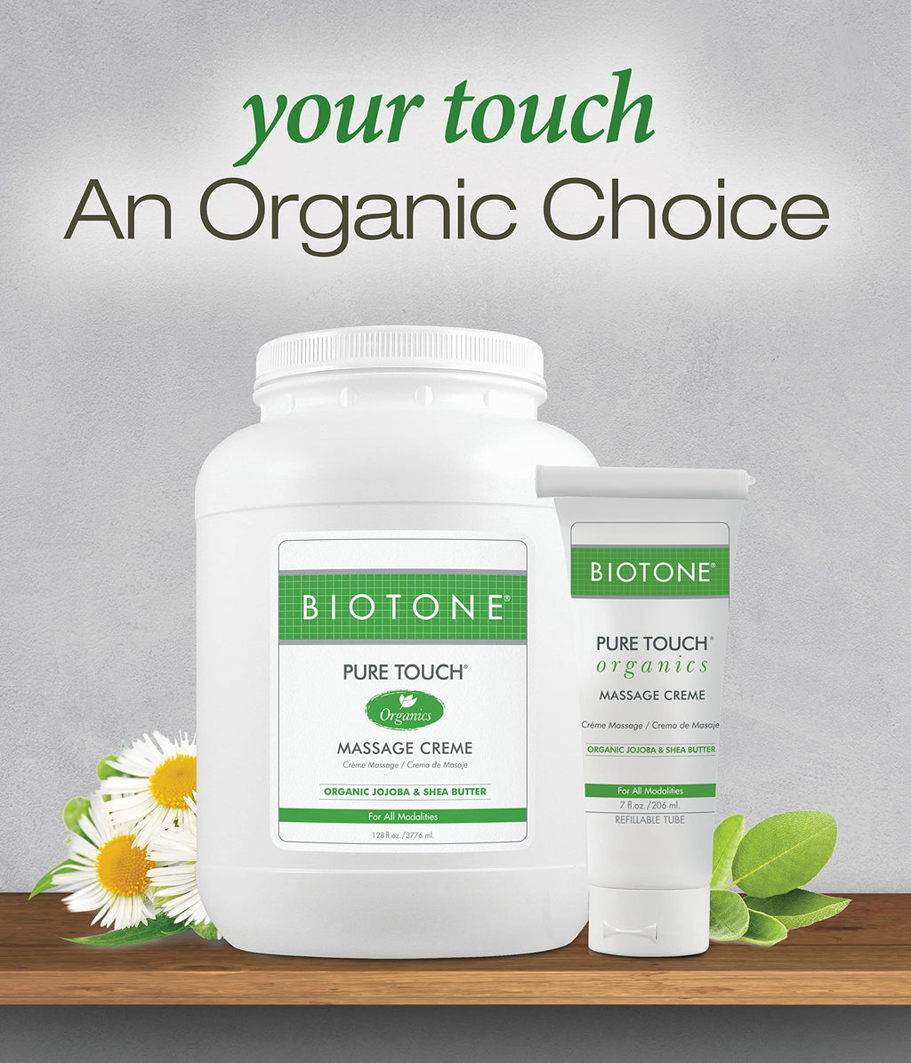 BIOTONE Pure Touch Organics Massage Crme, True Organic Massage, Rich Texture, Silky Glide, Soothing Ingredients, Healing Botanic