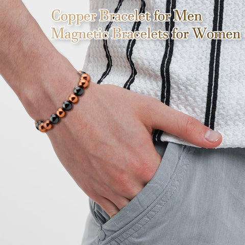 PEALICIOUS Copper Bracelet for Women Magnetic Bracelet for Men 99.99% Pure Copper Bracelet with 3500 Gauss Magnet Bead as Her Ar
