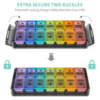 FGcase Large Pill Organizer 2 Times a Day 7 Day AM PM Pill Box Organizer with Lock, Easy Fill and Detachable Design, Travel Medi