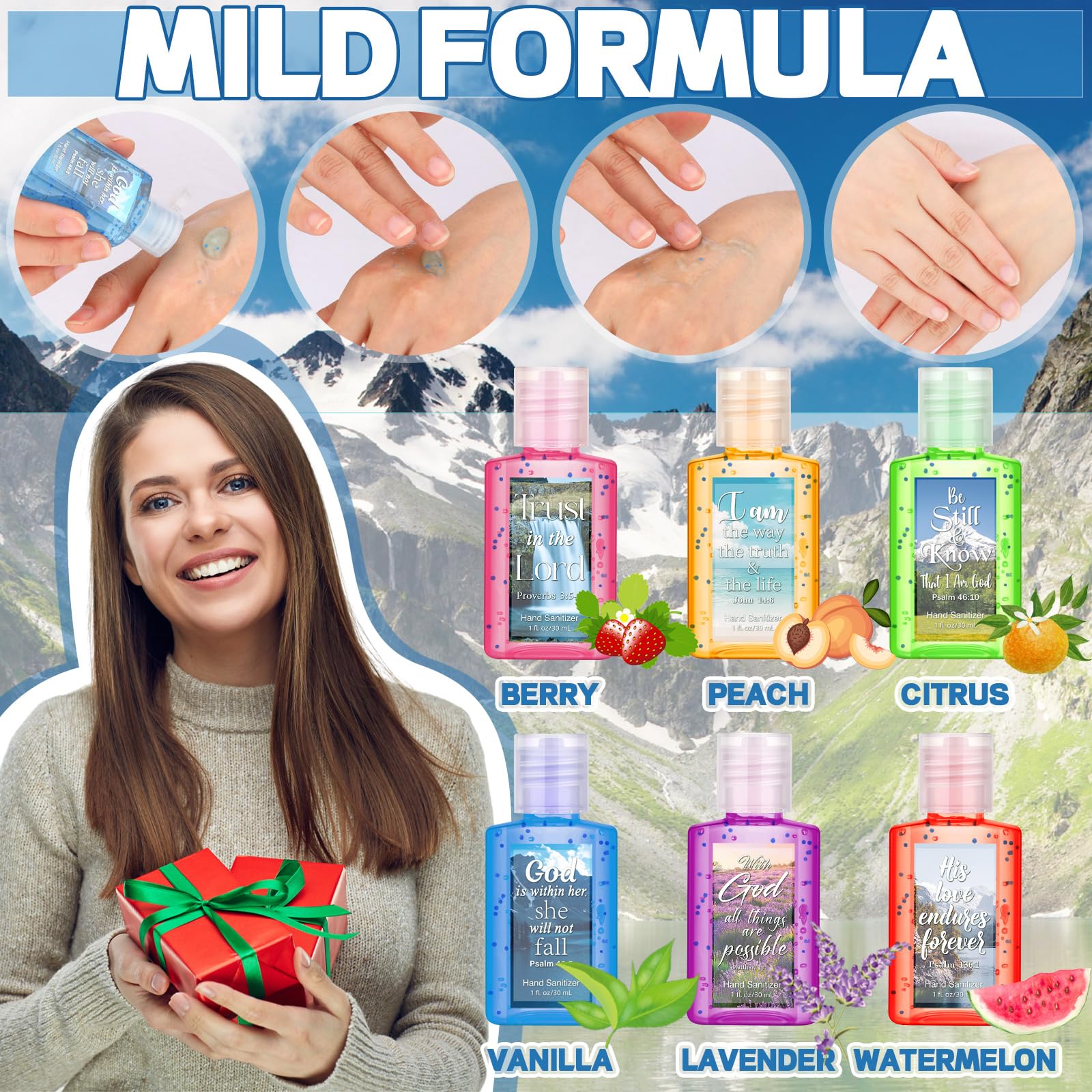 Frienda 24 Sets Appreciation Hand Sanitizer Gift Set Christmas Thank You Travel Size Hand Sanitizers Gift Bulk Mini for Nursing
