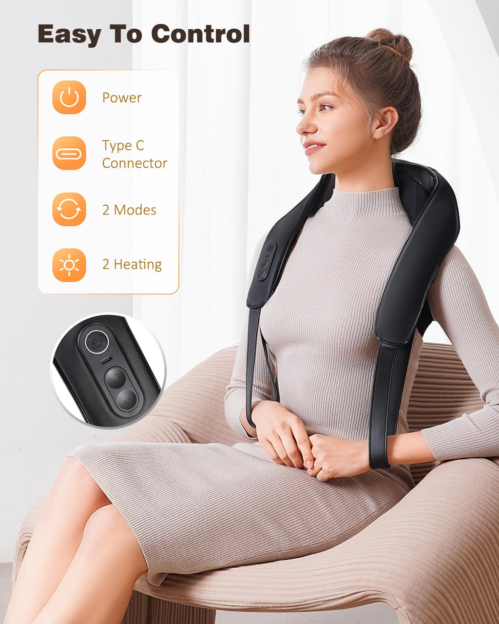 KNQZE Neck and Shoulder Massager, Cordless Back and Neck Massager, Upgraded Graphene Heating, FSA HSA Eligible, 4D Shiatsu Deep