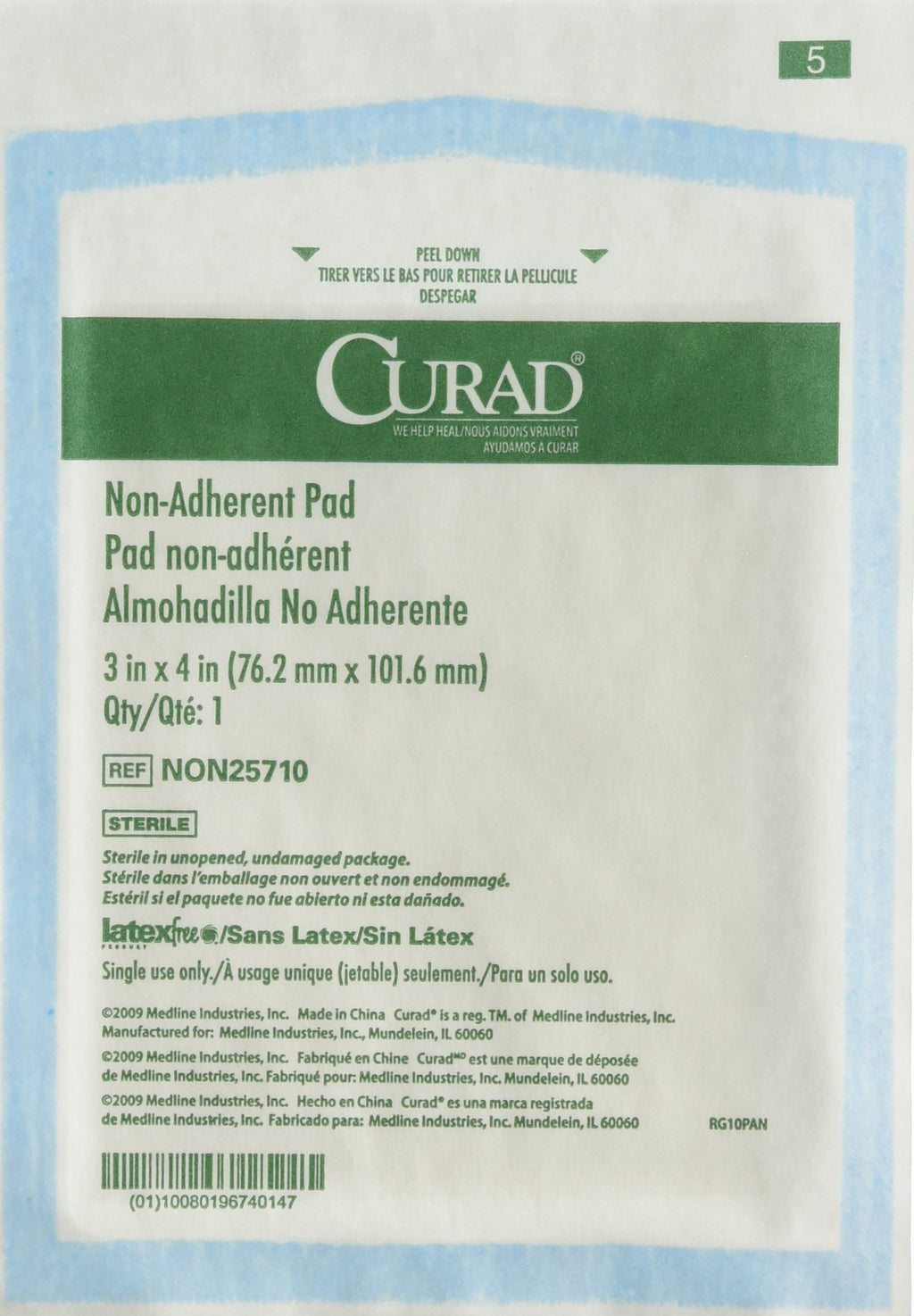 Curad Sterile Non-Adherent Pads for gentle wound dressing and absorption without sticking, 100 Count (Pack of 1)