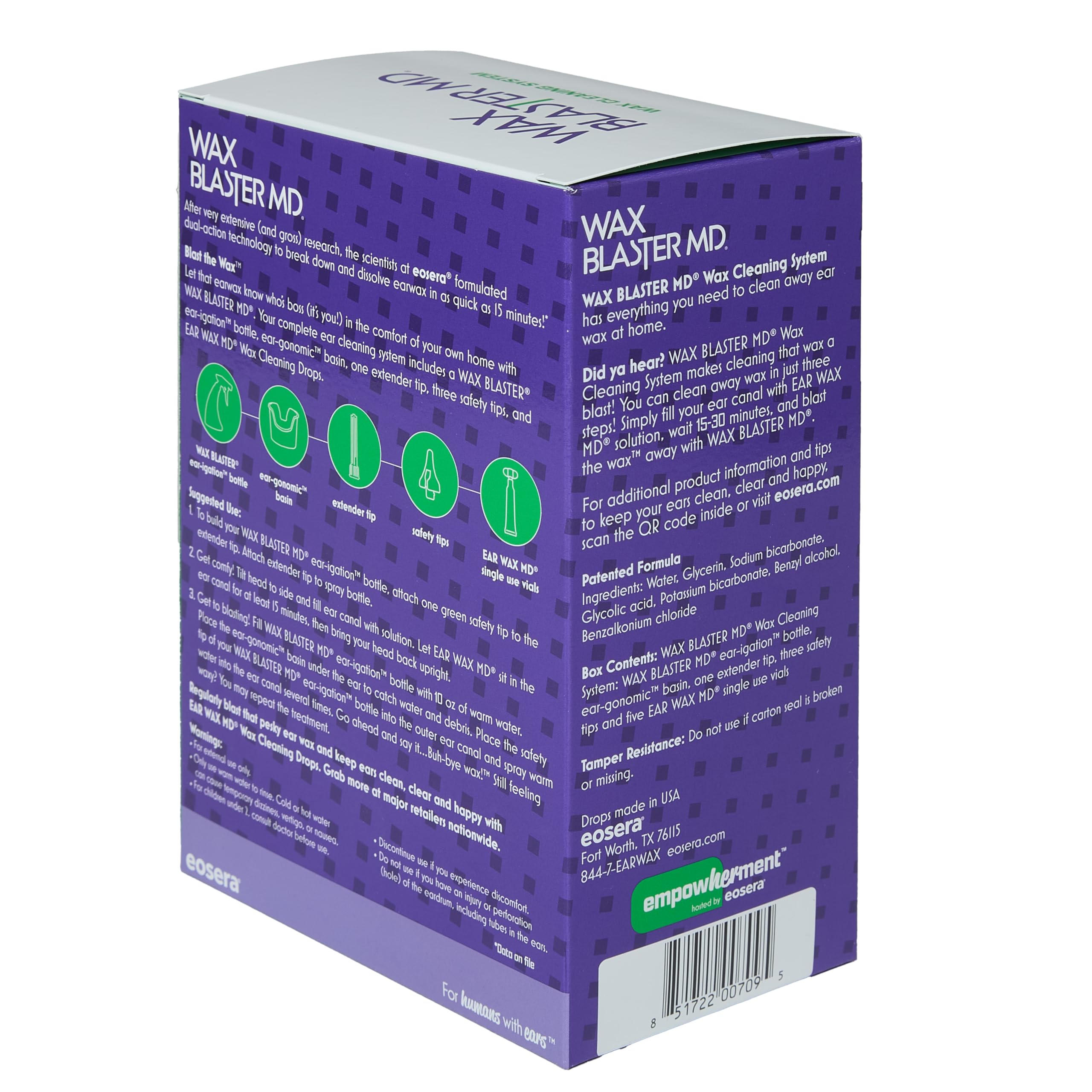 eosera Wax Blaster MD- Wax Cleaning System 5-ct Single Use VIals | Gentle Ear Irrigation for Routine Cleaning | Clinically Prove