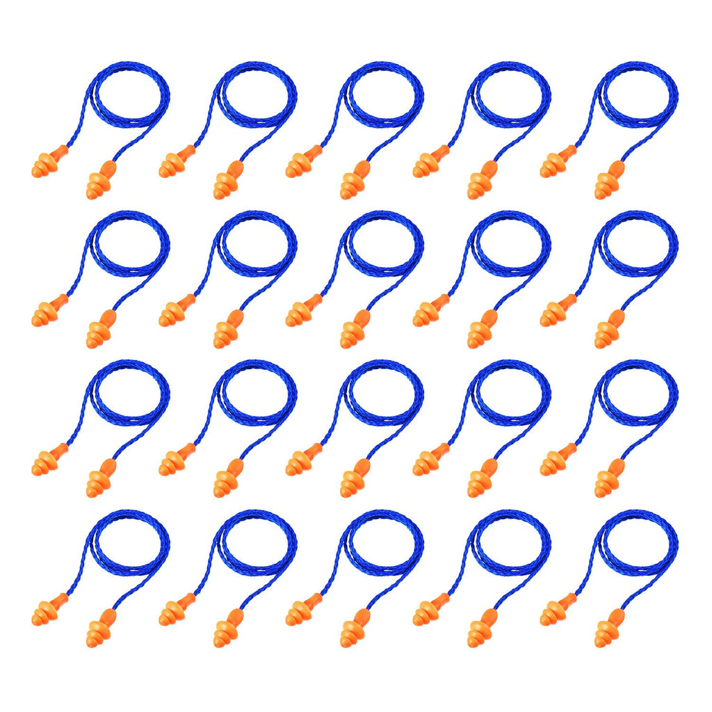 20 Pairs Corded Ear Plugs Reusable Silicone Earplugs with String Banded Ear Plug for Sleeping Noise Cancelling Noise Reduction H