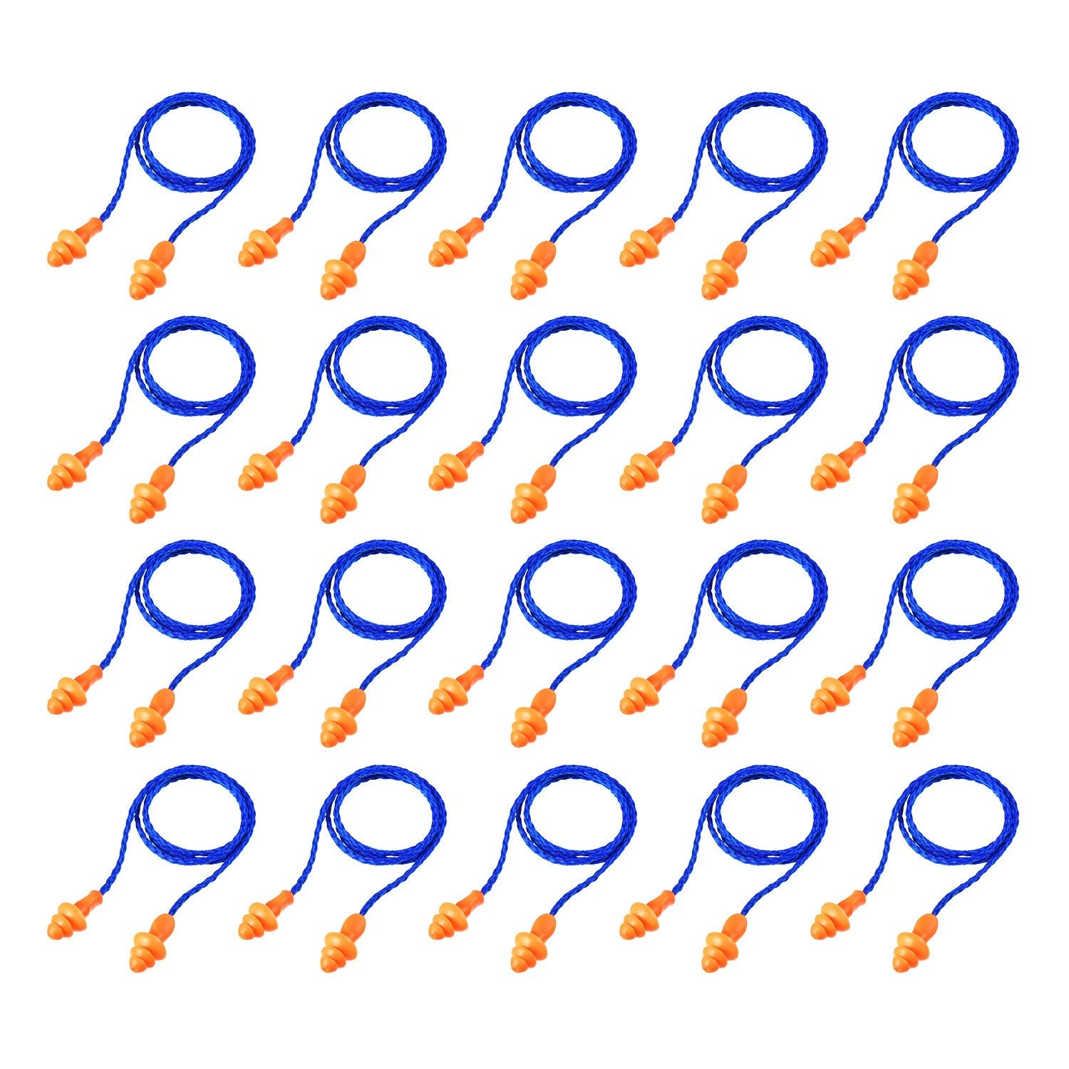 20 Pairs Corded Ear Plugs Reusable Silicone Earplugs with String Banded Ear Plug for Sleeping Noise Cancelling Noise Reduction H