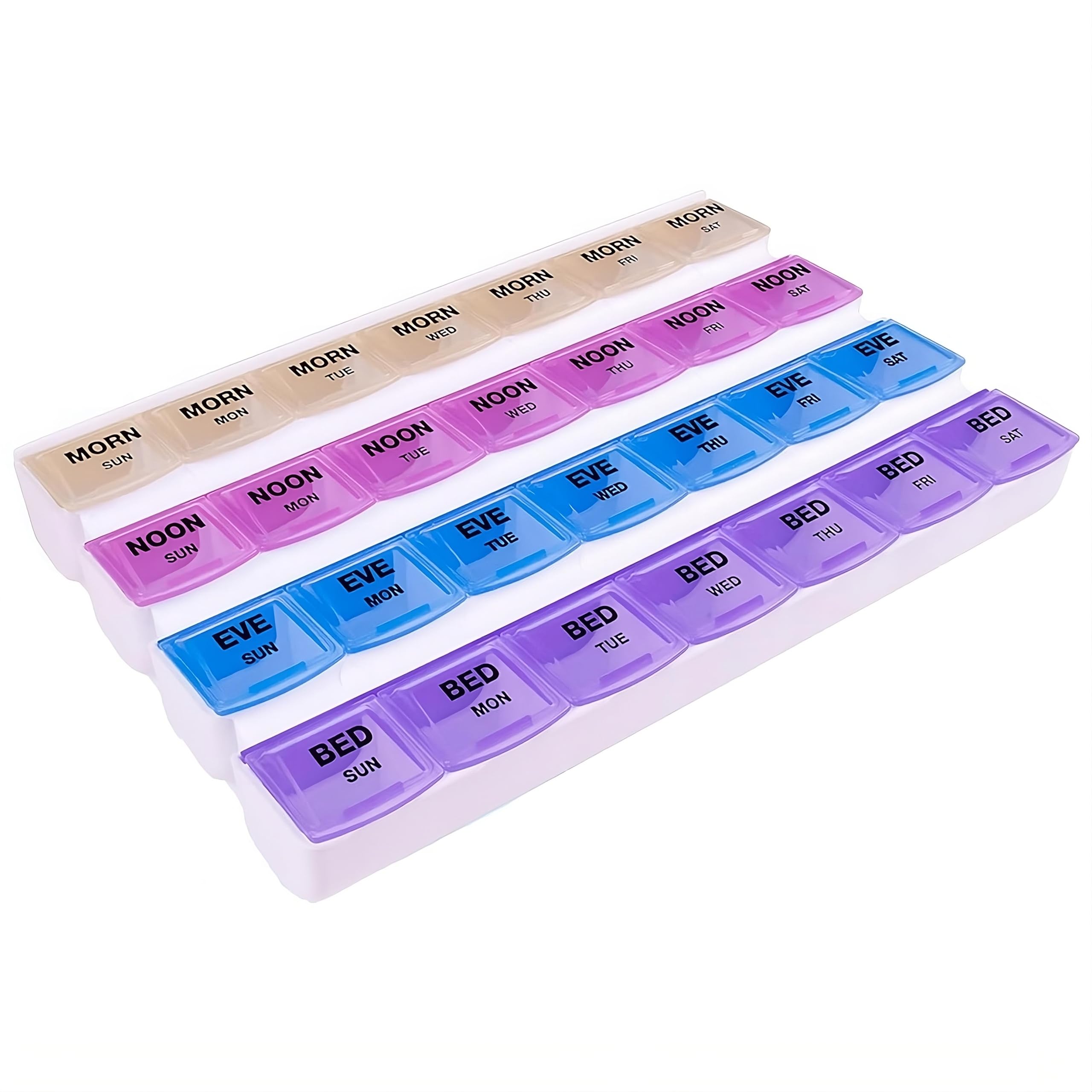 Apex 7-Day Mediplanner Pill Organizer, Weekly Pill Organizer, 4 Times A Day Color-Coded, Easy-Open, See-Through Lids, Organize M