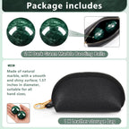 AceOrbit Baoding Balls Set of 2, Chinese Stress Relief Hand Exercise Balls with Leather Pouch, 1.57 Inch Dark Green Marble, Fing