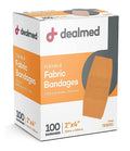 Dealmed Fabric Flexible Adhesive Bandages with Non-Stick Pad, Latex Free, Wound Care for First Aid Kit, 2 x 4 (Box of 100)