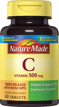Nature Made Vitamin C 500 mg w. Timed Release Rose Hips Tablets 60 Ct