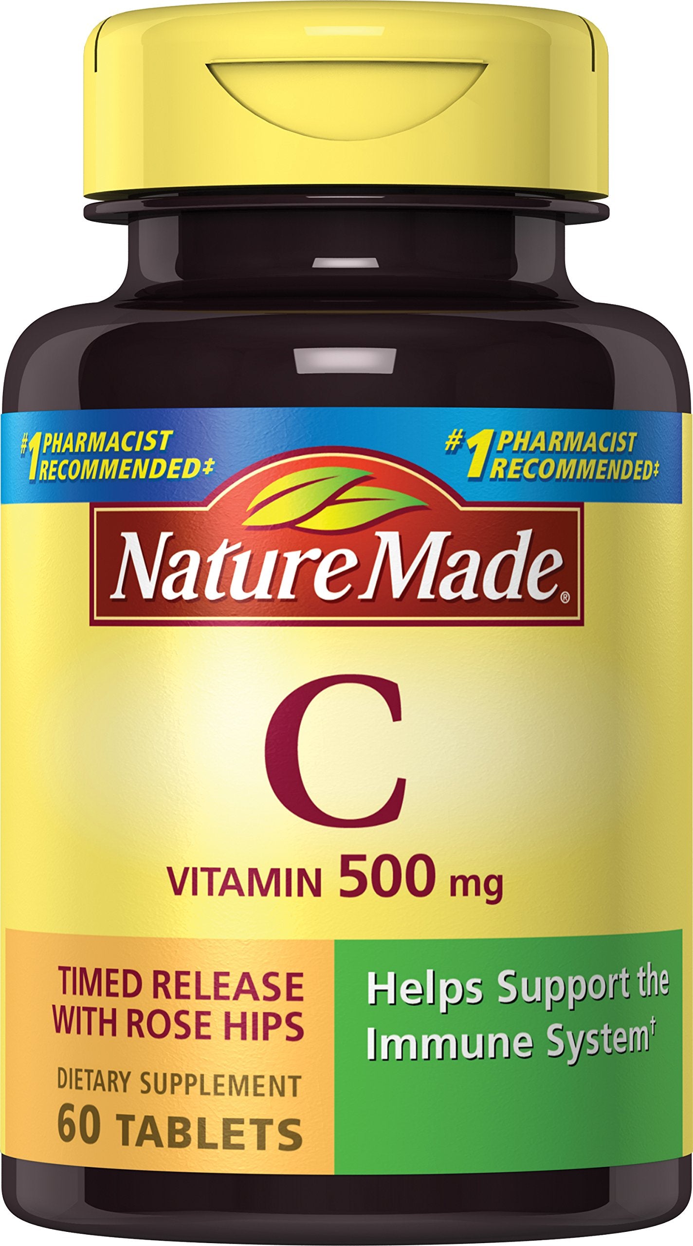Nature Made Vitamin C 500 mg w. Timed Release Rose Hips Tablets 60 Ct