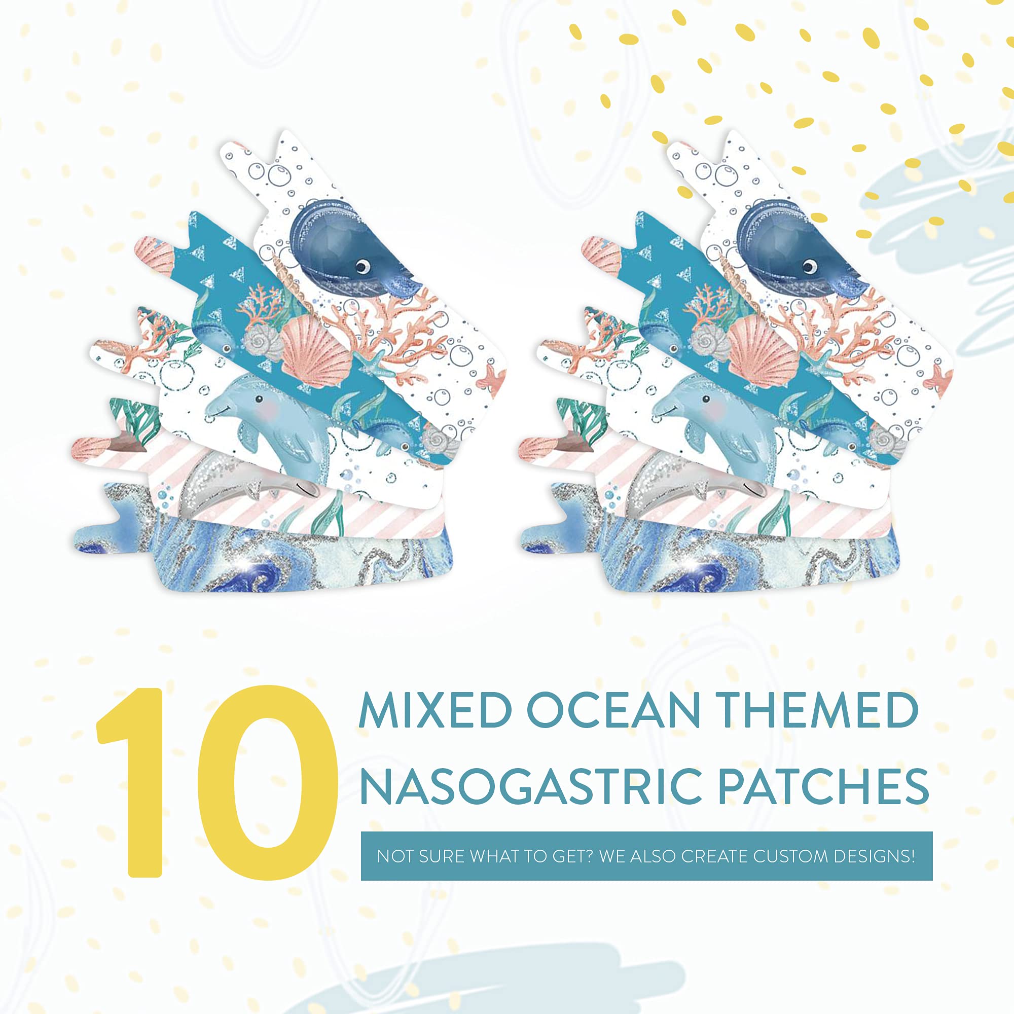 Nasogastric or Oxygen Tube precut Adhesive Tape Ocean Mix x 10 Pack. (Right Side)