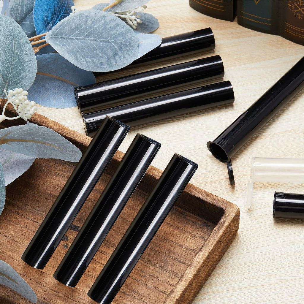 Frienda 116mm Black Plastic Tubes Bulk Plastic Tube 150/300/600 Pcs Waterproof Sealing Container Vial Pill Empty Holders with Li