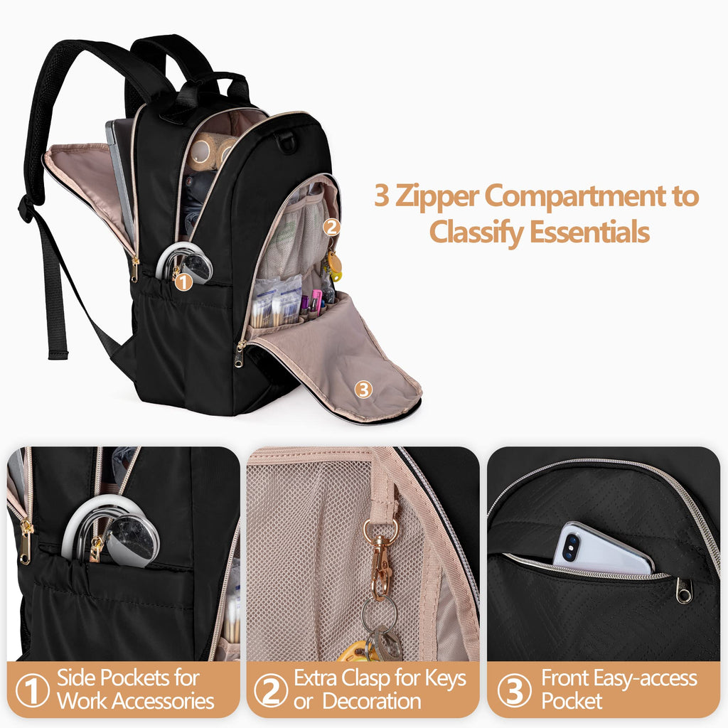 Fasrom Nurse Bag Backpack for Work Women with USB Charging Hole, Home Health Clinical Bag with Laptop Compartment for Staff Nurs