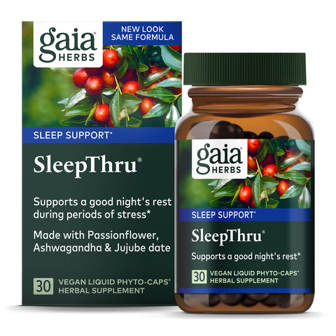 Gaia Herbs SleepThru - Natural Sleep Support Supplement with Organic Ashwagandha Root, Organic Magnolia Bark, Passionflower, and
