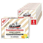 Fishermans Friend Cough Drops, Cough Suppressant and Sore Throat Lozenges, Sugar Free Honey-Lemon, 5.52mg Menthol, 240 Drops (6
