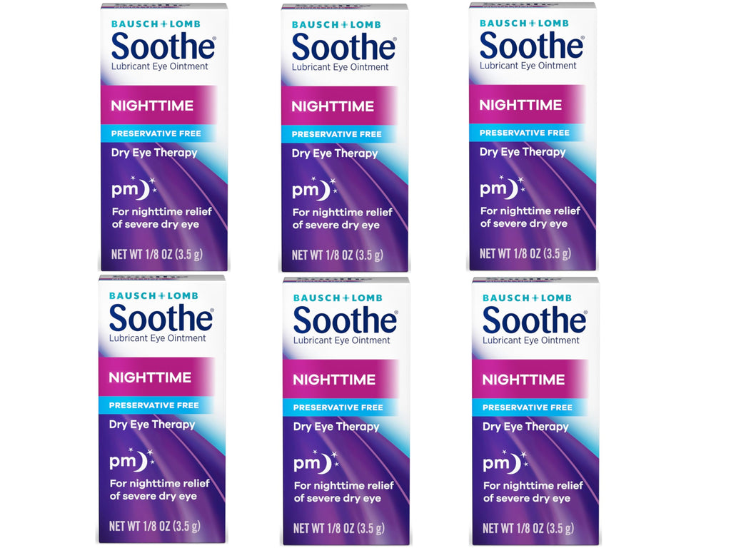 Bausch + Lomb Soothe Lubricant Eye Ointment Night Time - 0.13 oz, Pack of 6