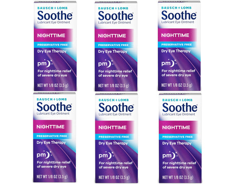 Bausch + Lomb Soothe Lubricant Eye Ointment Night Time - 0.13 oz, Pack of 6