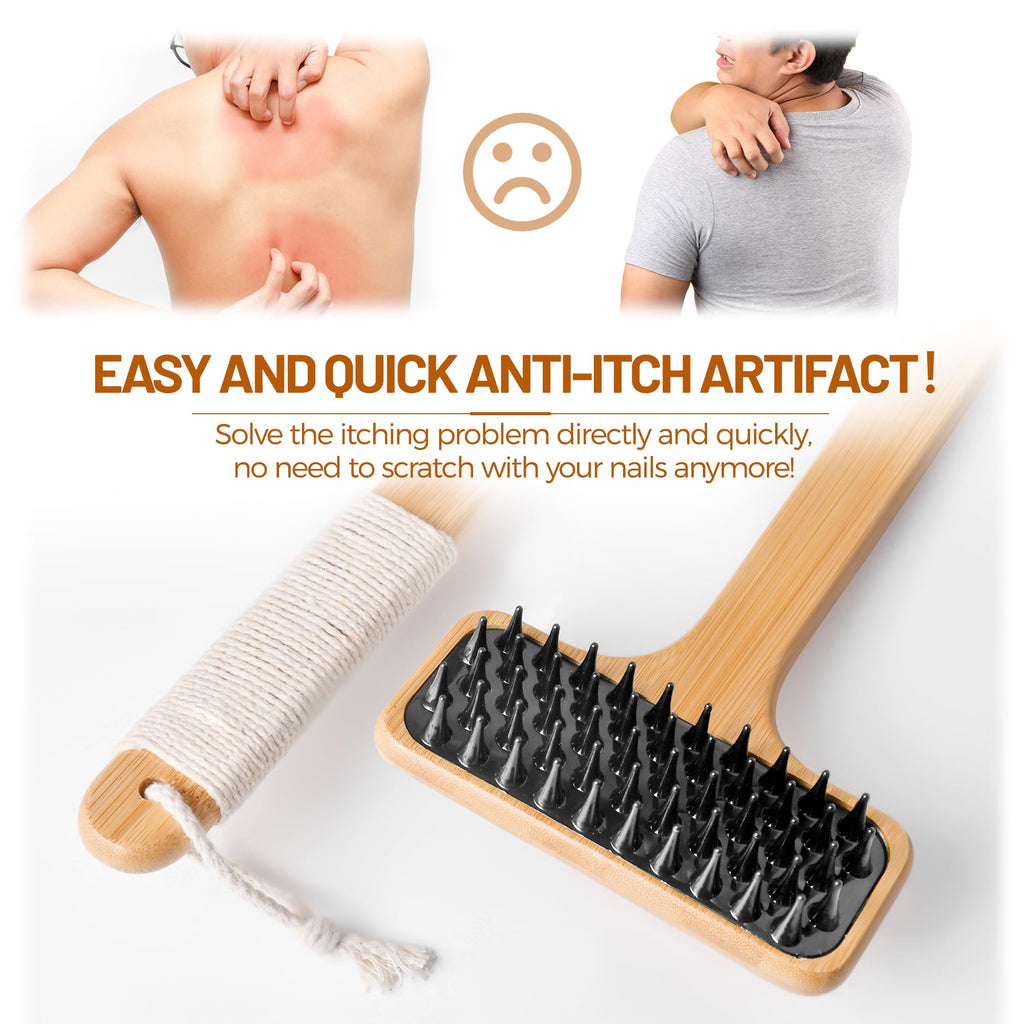 NURENDER Back Scratcher for Men, 22Extra Long Handle Bamboo Back Scratcher, 2 in 1 Back Massager and Body Scratcher, Gentle Re