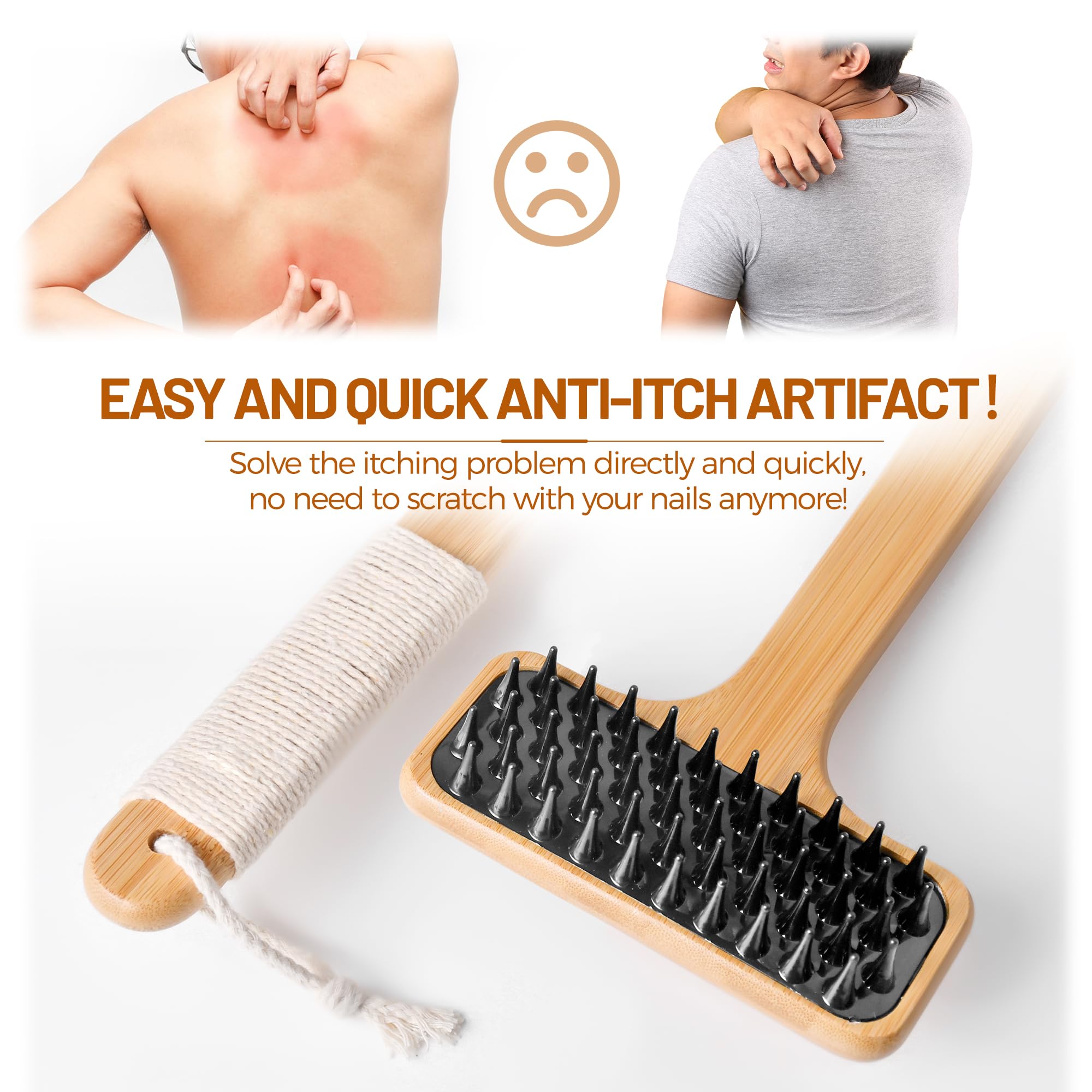 NURENDER Back Scratcher for Men, 22Extra Long Handle Bamboo Back Scratcher, 2 in 1 Back Massager and Body Scratcher, Gentle Re