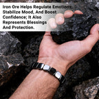 SHANGFEI Hematite Bracelet Men - Reignites Masculine Energy,Natural Hematite Stone Beaded Stretch Healing Bracelets,Natural Pure
