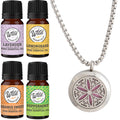 Wild Essentials Flower of Life Necklace Essential Oil Diffuser Kit, Lavender, Lemongrass, Peppermint, Orange Oils, 12 Refill Pad