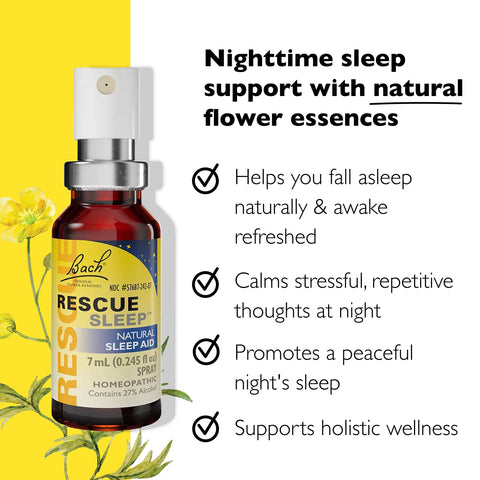 Bach RESCUE SLEEP Spray 7mL, Natural Sleep & Stress Relief Aid, Homeopathic Flower Essence, Vegan, Free of Melatonin, Sugar, and