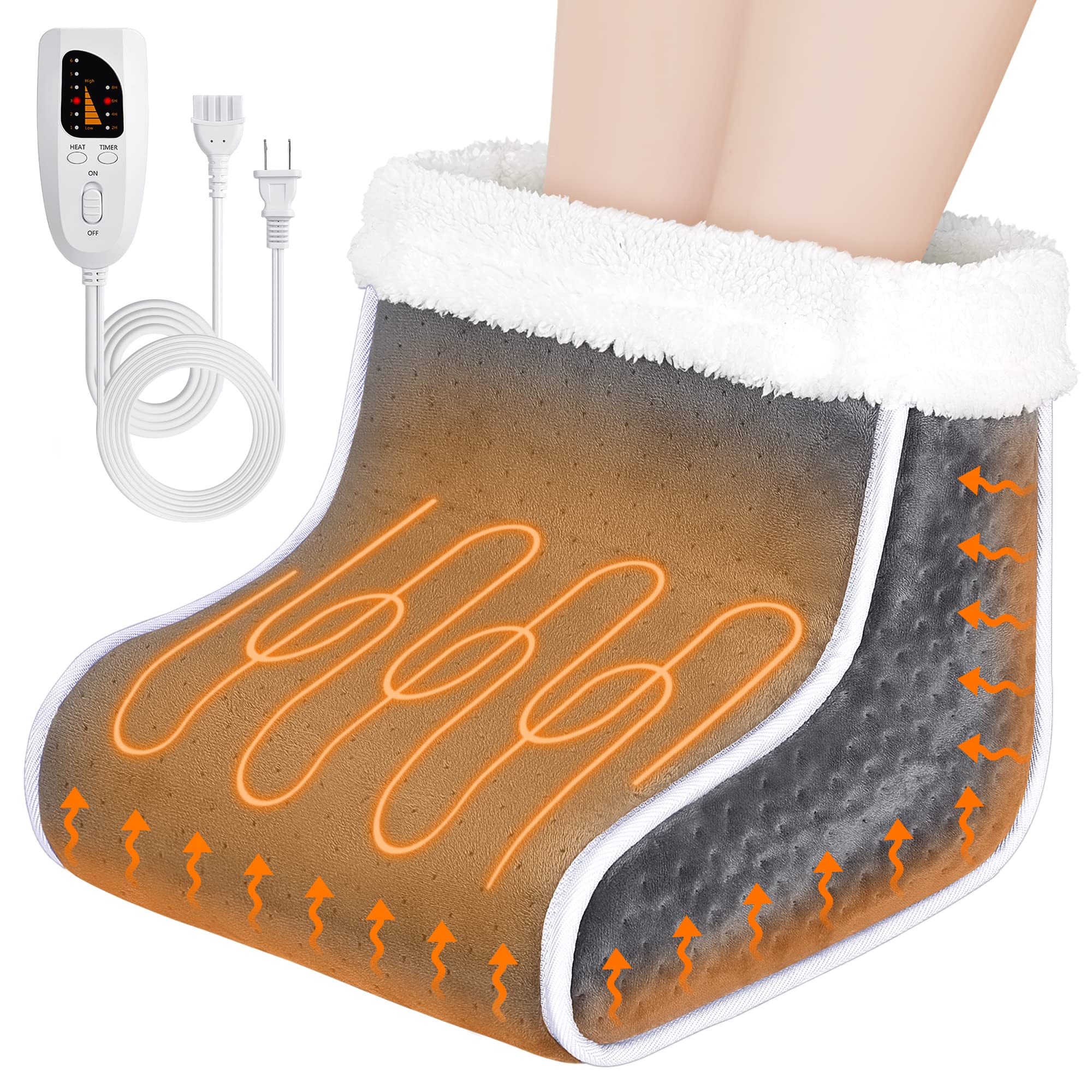Electric Heated Foot Warmer - KLADNDER Heating Foot Warmer for Men & Women, Feet Warmer with 6 Temperature Setting 4 Timer Setti