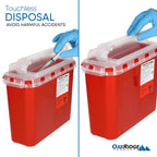 Oakridge Products Transparent Sharps Container for Home Use and Professional 5.4 Quart (1-Pack), Touchless Biohazard Needle and