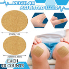 100 Pcs Spot Bandages Flexible Fabric Adhesive Knuckle Fingertip Bandages for Wound Care and First Aid Supplies, 3 Assorted Size