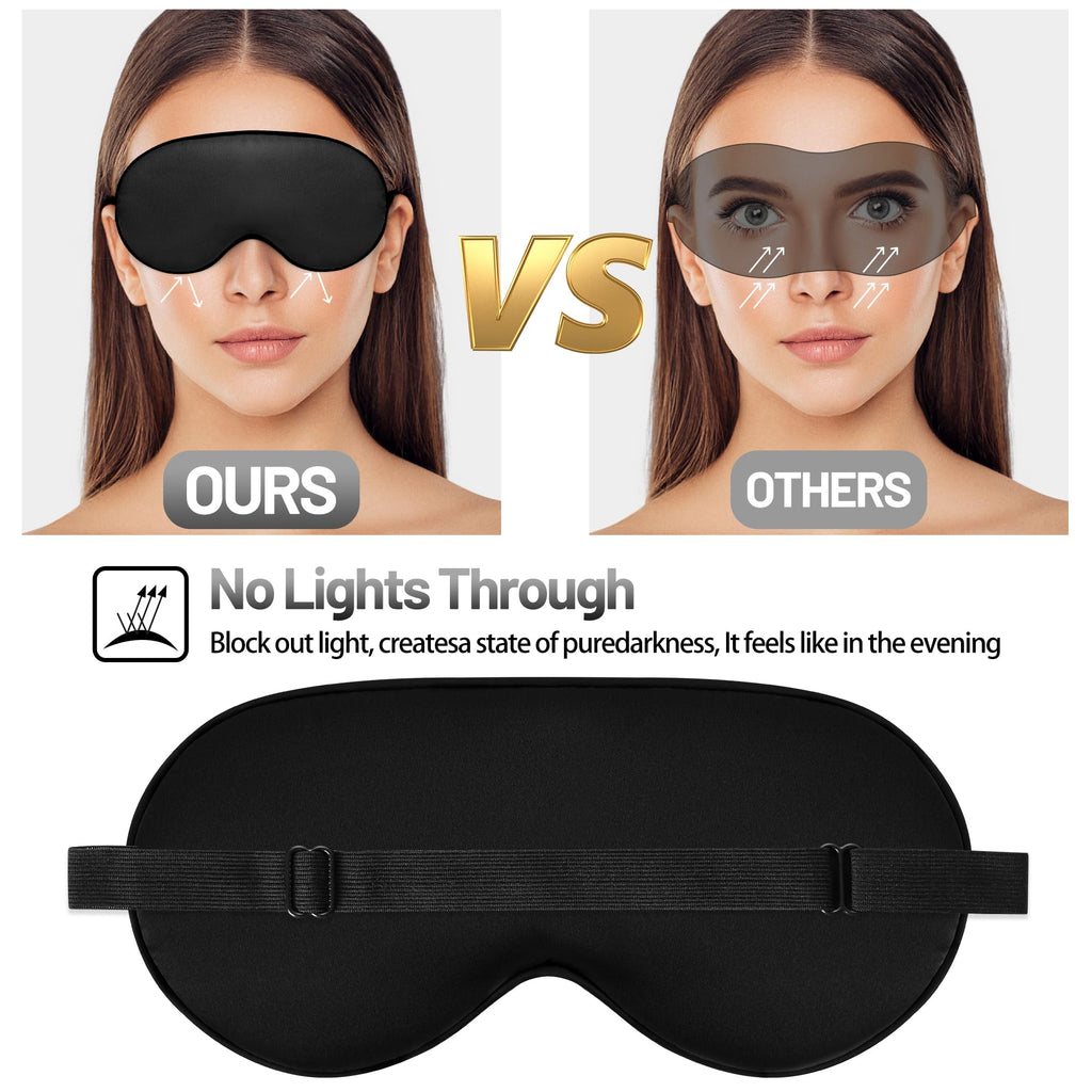 Silk Sleep Mask for Sleeping with Adjustable Strap, Satin Blackout for Men&Women, Comfortable Blindfold Eyeshade for Night Sleep