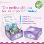 Three Lollies Preggie Gift Box - Natural, Pregnancy Nausea Relief Essentials with Anti-Sickness Lozenges, Hydration Packets, Gin
