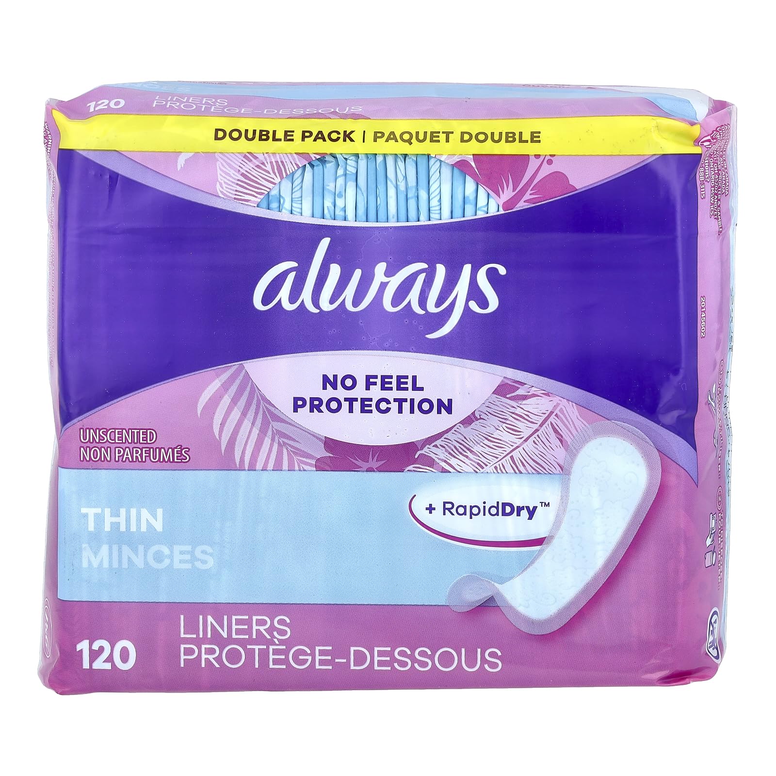 Always Thin Daily Liners, Unscented, 120 Liners