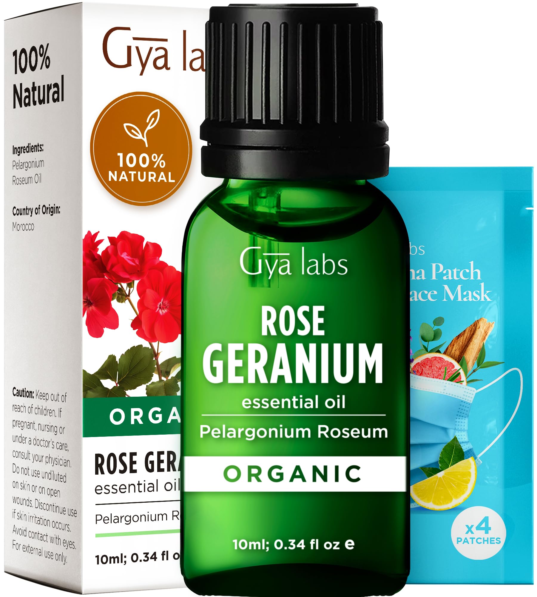 Gya Labs Organic Rose Geranium Essential Oil for Skin - 100% Pure Natural Organic Geranium Essential Oil for Diffuser - Natural 