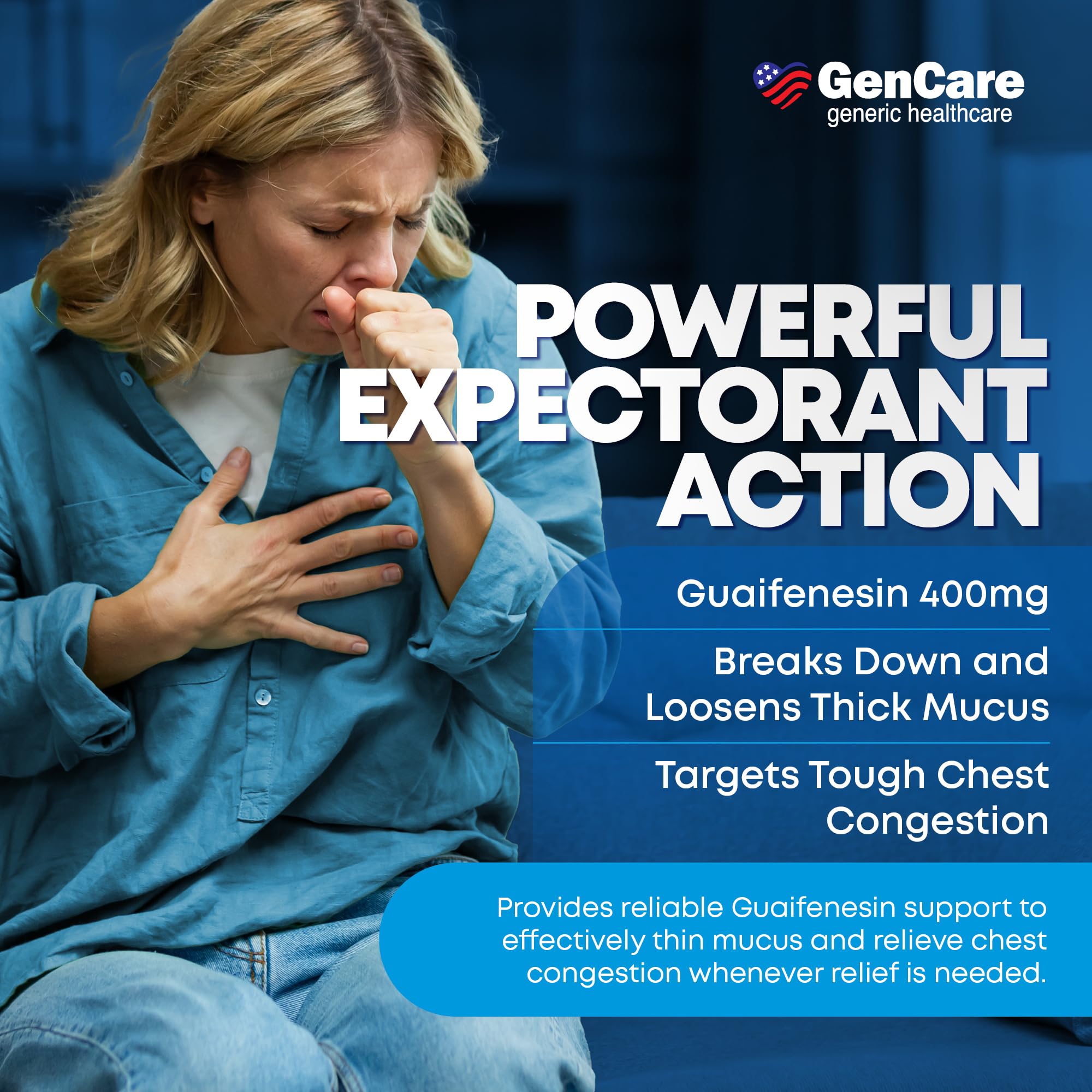 GenCare Mucus Relief Expectorant Guaifenesin 400 mg 200 Tablets Value Pack - Fast Acting Thinning of Mucus for Colds, Chest Cong