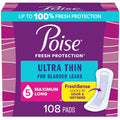 Poise Ultra Thin Incontinence Pads & Postpartum Incontinence Pads, 5 Drop Maximum Absorbency, Long Length, 108 Count (3 Packs of