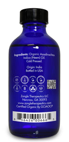 Organic, Neem Oil, for Plants, Skin, Hair, Dogs - 100% Pure, Neem Oil, by Zongle Therapeutics, 4 OZ