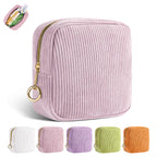 Playexen Period Bag for Teen Girls, Corduroy Sanitary Napkin Storage Bag, Menstrual Pad Pouches Tampon Holder for Purse (Pink)