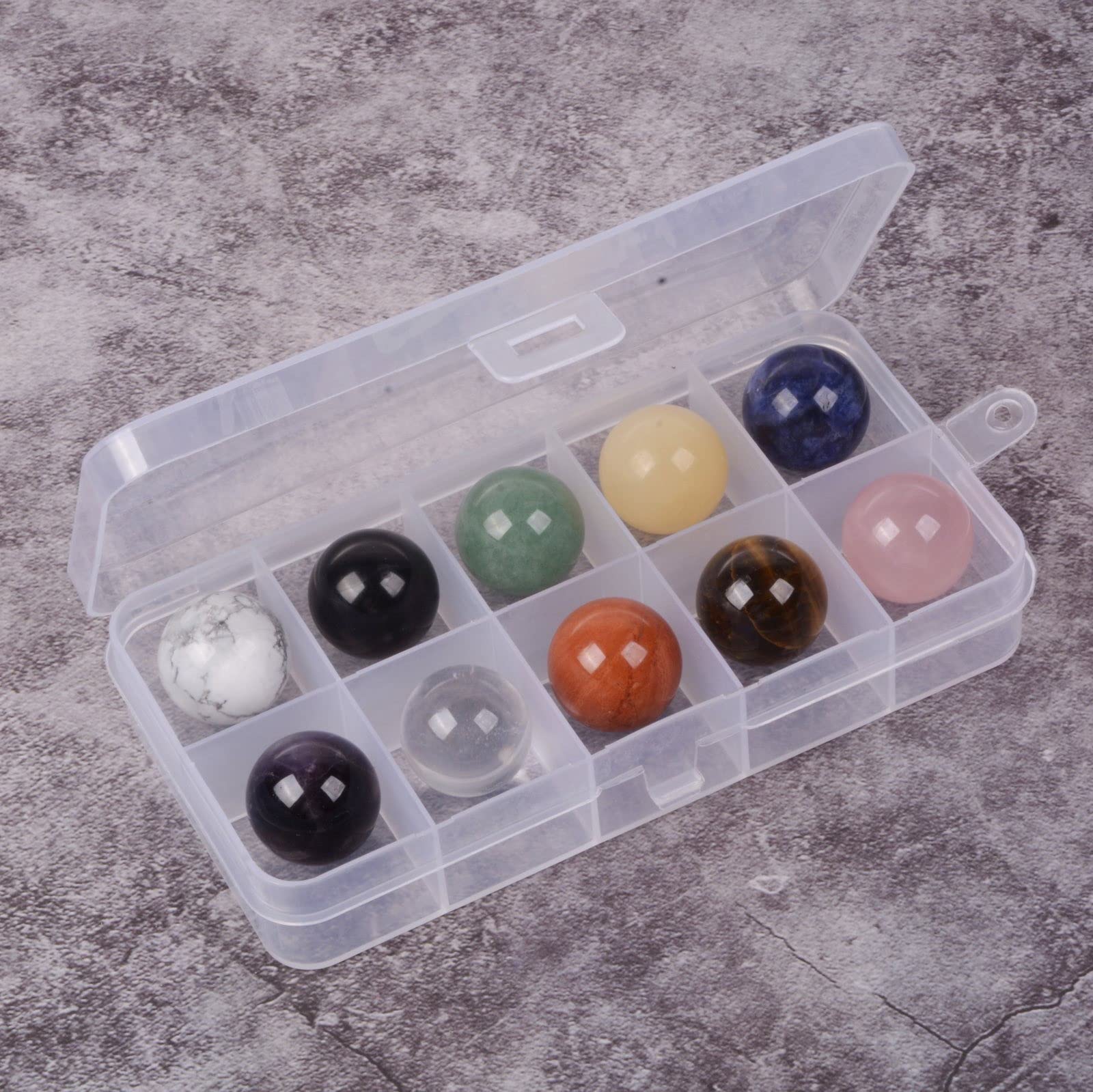 Natural Mixed Gemstone Tumble 20mm Gemstone Mineral Crystal Healing Energy Sphere Ball (Pack of 10)