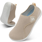 Comfortable Brown Womens Shoes Wide Toe Box Diabetic Shoes Adjustable Neuropathy Bunion Arthritis Shoe Casual Non Slip Knitted F