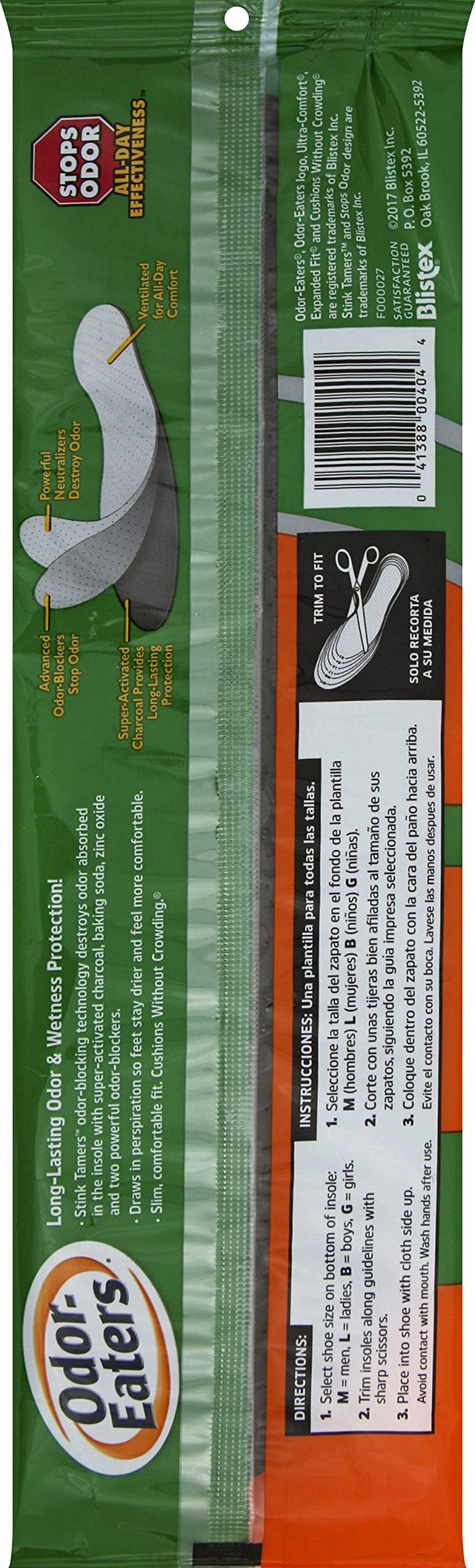 Odor-Eaters Ultra Comfort Insoles, Fits Up to Size 14, One Size Fits Most - Odor Destroying Insoles, Slim Comfortable Fit, Long