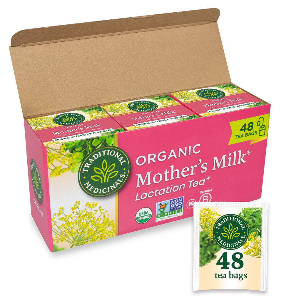Traditional Medicinals Tea, Organic Mothers Milk, Promotes Healthy Lactation, Breastfeeding Support, 48 Tea Bags (3 Pack)