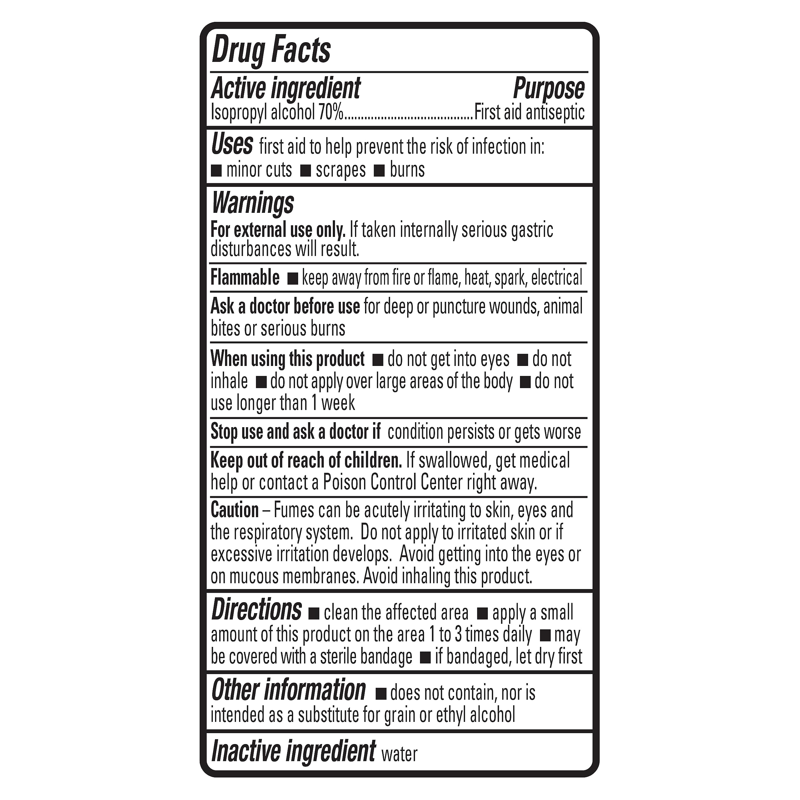 Amazon Basics 70% Isopropyl Alcohol First Aid Antiseptic for Treatment of Minor Cuts and Scrapes, Unscented, 32 Fl Oz (Pack of 6