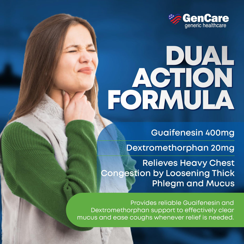 GenCare - Mucus Relief DM (150 Count Value Bottle) Dextromethorphan HBr 20mg Guaifenesin 400mg | Generic Mucus Relief DM | Immed