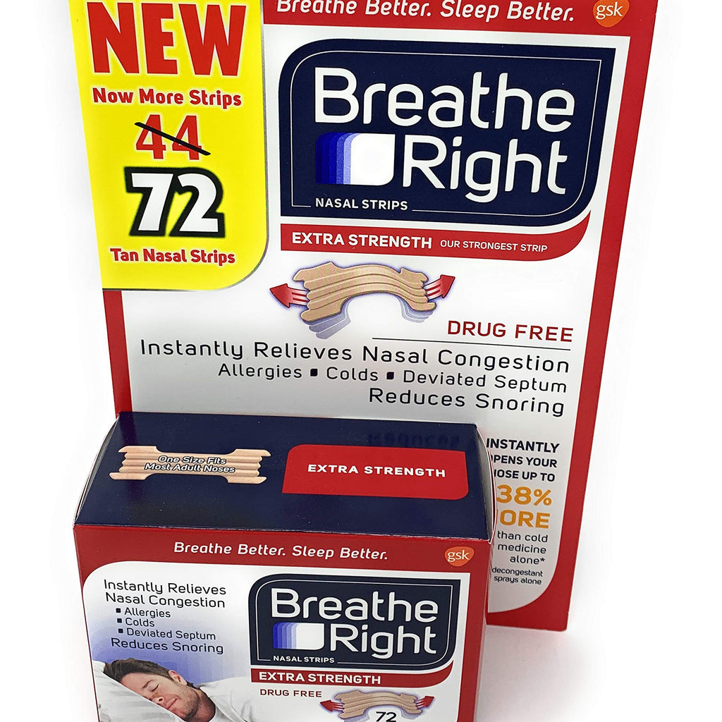 Breathe Right Extra Nasal Strips, 72 Count (Premium Pack)
